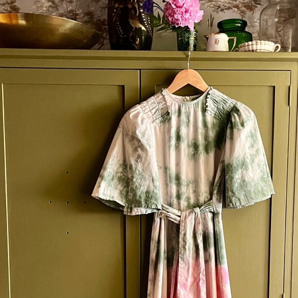 Pink & Green hand dyed cotton summer dress - Picture 1 of 4